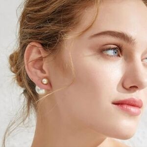 White Pearl Stud Reversible Earrings